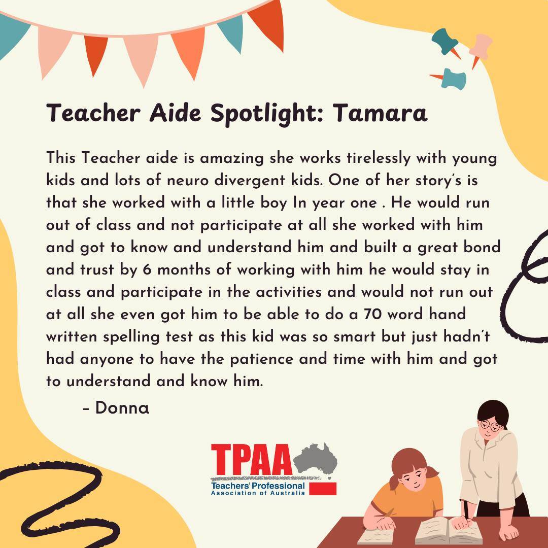 Teacher Aide Nomination - Tamara