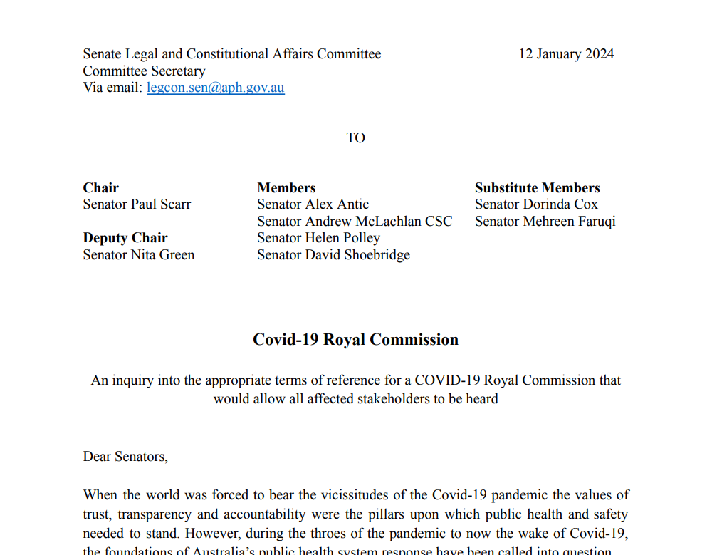 AMPS - Proposed Terms of Reference for a COVID-19 Royal Commission